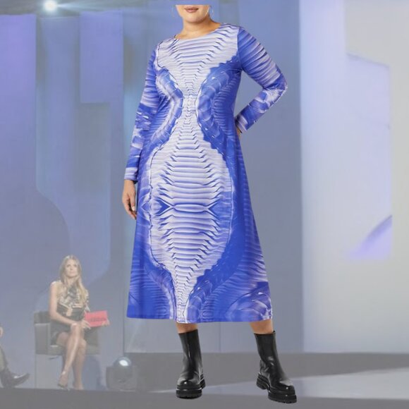 NWT - Making the Cut S3E6 Wide Crew Neck Maxi Dress - MTC3-EP6-WL - Blue - S - Picture 4 of 7